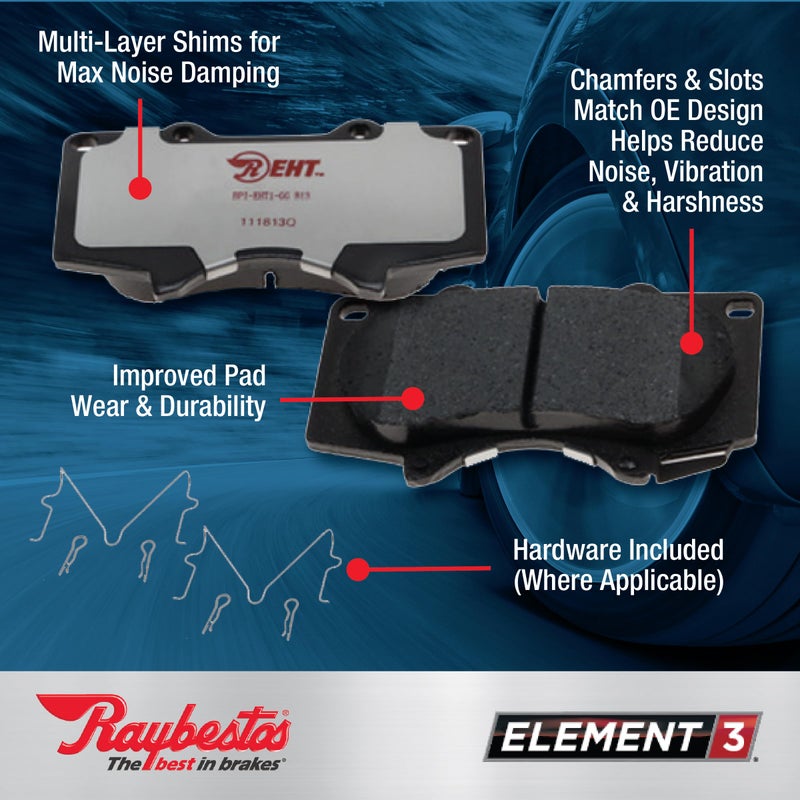 Raybestos Element3 EHT Automotive Replacement Front Brake Pad for Selected Buick (LaCrosse, Regal), Chevrolet (Equinox, Impala, Malibu), GMC (Terrain) Model Years (EHT1421H) - Image 2